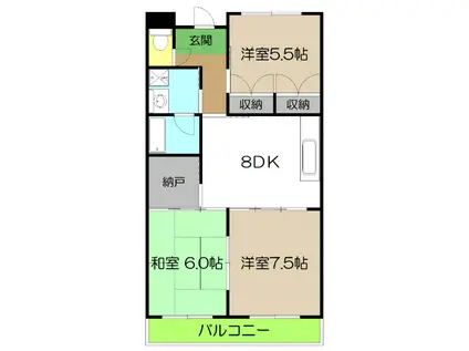 パークサイド高須II(3DK/4階)の間取り写真