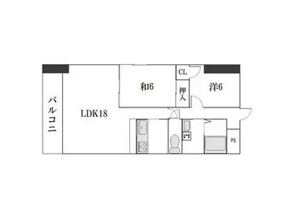 LONE STAR 茶屋ヶ坂(2LDK/2階)の間取り写真