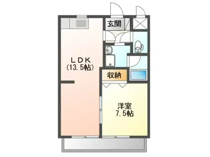 グランデール(1LDK/1階)の間取り写真