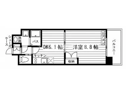 学生会館 フォレスタ川崎医大西(1DK/5階)の間取り写真