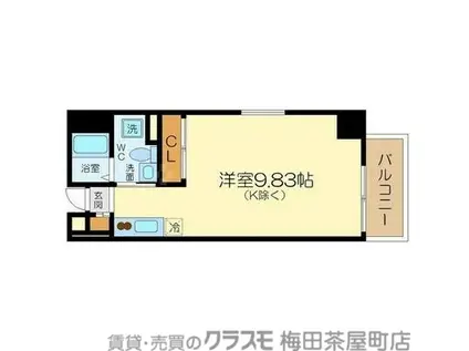 シーズアパートメント・中之島(ワンルーム/3階)の間取り写真