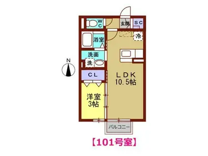 D-ROOM(1LDK/1階)の間取り写真