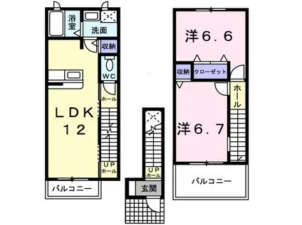 ユニメゾン青山(2LDK/2階)の間取り写真