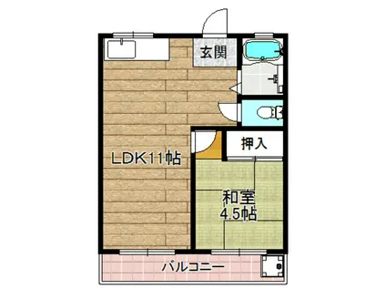 ローズマンション(1LDK/2階)の間取り写真