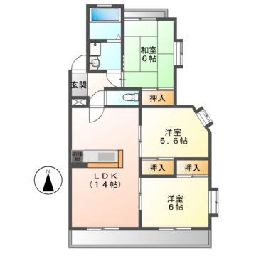 グランドメゾン菊坂(3LDK/2階)の間取り写真