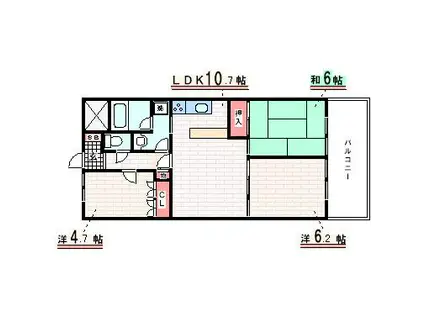 朝日プラザCITYウエストヒル神戸(3LDK/3階)の間取り写真