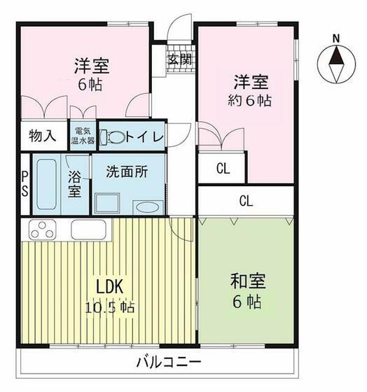コーポしろかね(3LDK/2階)の間取り写真