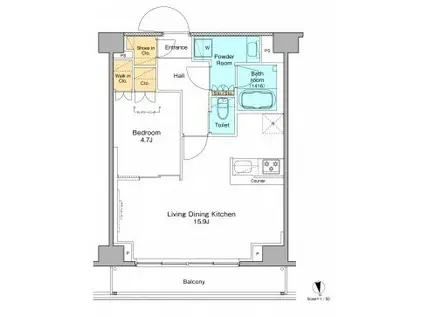 PROUD FLAT浅草(1LDK/8階)の間取り写真