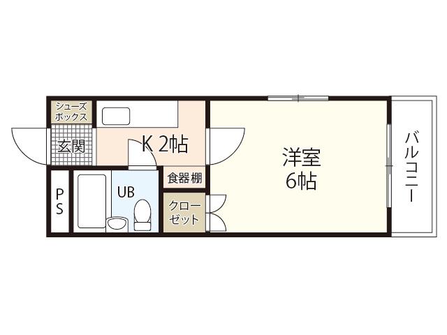 ブランズ壱番館(1K/2階)の間取り写真