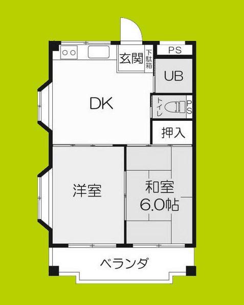 旭ロイヤルハイム(2DK/3階)の間取り写真