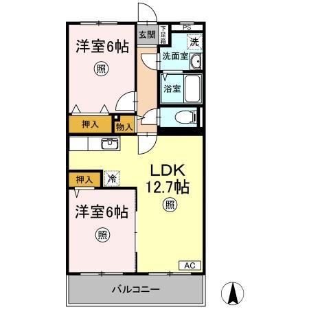 ピュアステージ・V(2LDK/3階)の間取り写真