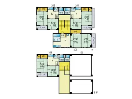 塩上ハイツ(2DK/2階)の間取り写真