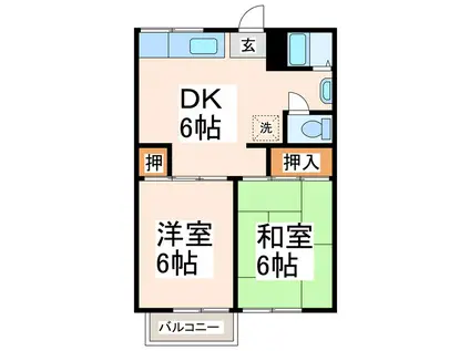 村田ハイツ(2DK/2階)の間取り写真