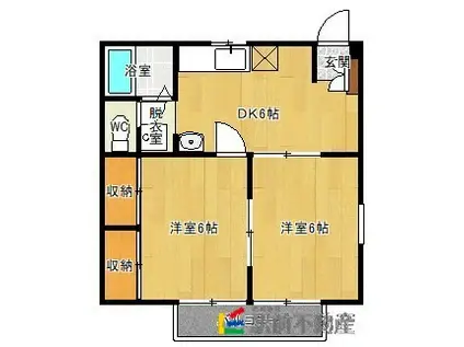 エスポワール(2DK/1階)の間取り写真