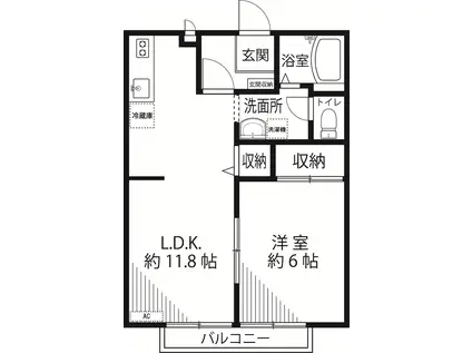 グリーンパーク 2階(1LDK/2階)の間取り写真