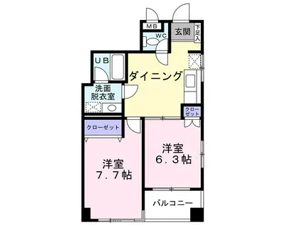 クレセント吉成(2DK/1階)の間取り写真