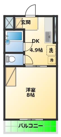 サントール宮竹(1DK/3階)の間取り写真