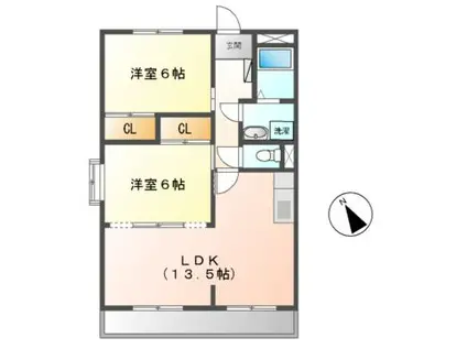 ラフィネ・ドミール(2LDK/1階)の間取り写真