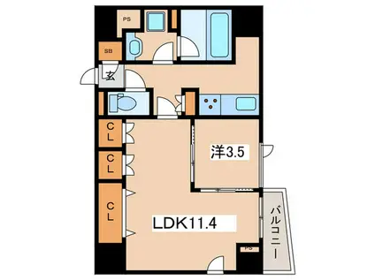 TRACK向ヶ丘遊園(1LDK/5階)の間取り写真