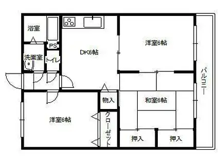 スカイヒルズ吉村(3DK/3階)の間取り写真