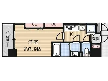 ラグゼ玉造II(1K/10階)の間取り写真