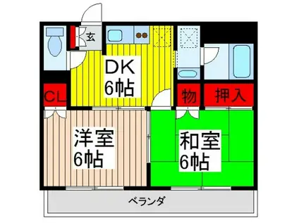 ソレアード M・Y(2DK/3階)の間取り写真