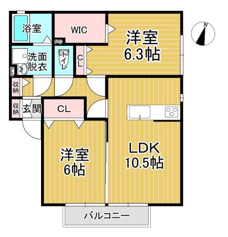 アムールレジデンス(2LDK/1階)の間取り写真