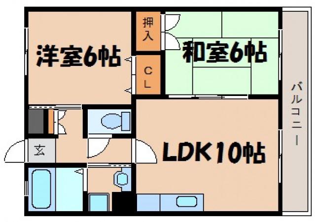 プレジール石堂(2LDK/3階)の間取り写真