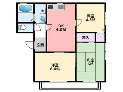 シェトア南棟(3DK/2階)の間取り写真