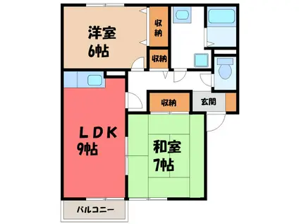 メゾン・メルヴェーユA(2DK/2階)の間取り写真