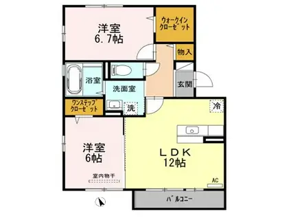 リビングタウン西条東 A棟(2LDK/2階)の間取り写真