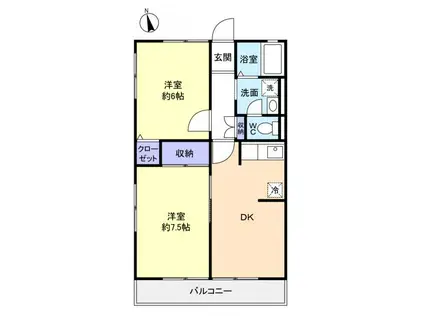 シティハイムゆりの木(2DK/2階)の間取り写真