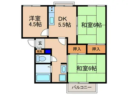 エスパシオ21 A棟(3DK/2階)の間取り写真