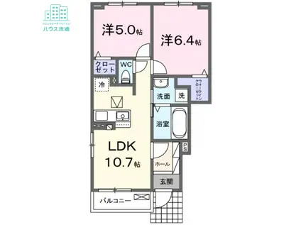 マーベラス サライB(2LDK/1階)の間取り写真