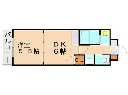 リード大手町(1DK/3階)の間取り写真