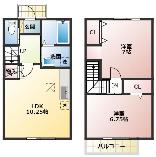 ESPOIR(2LDK/1階)の間取り写真