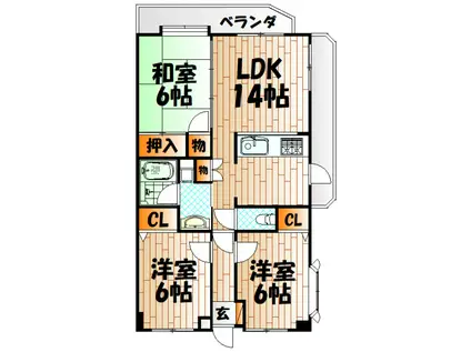 ラ・セーヌタイヨー(3LDK/6階)の間取り写真