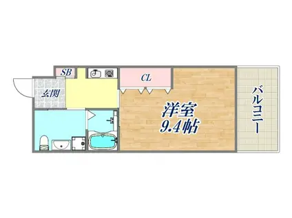 アルバ谷上(1K/3階)の間取り写真