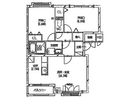レガーノ・32(2LDK/2階)の間取り写真