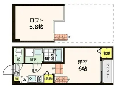 ロイヤルガーデン新田(1K/1階)の間取り写真