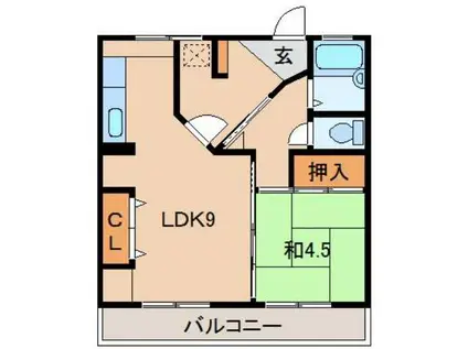 新山荘(1LDK/2階)の間取り写真