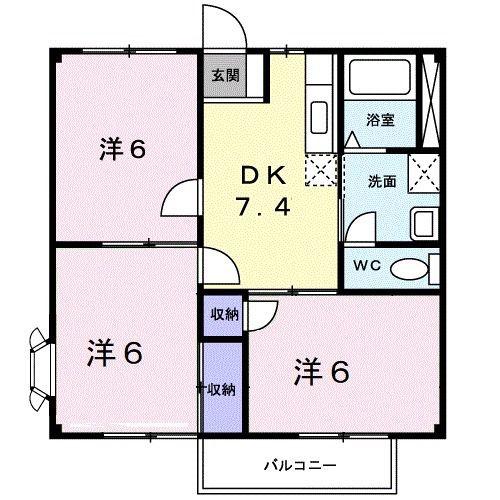 サンハイツハヤシII(3DK/2階)の間取り写真