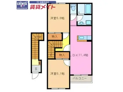 フローリィ(2LDK/2階)の間取り写真