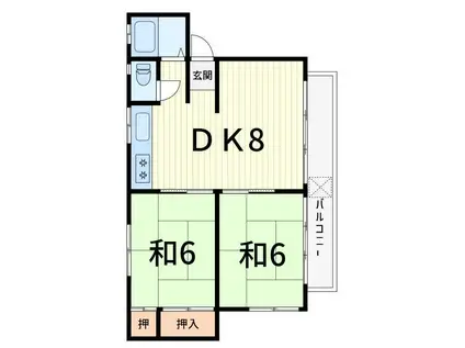 大成コーポ(2DK/2階)の間取り写真