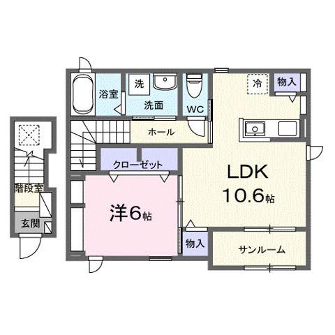 カーサフィオーレ一番館(1LDK/2階)の間取り写真