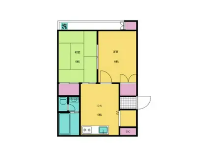 ドミールアサヒ(2DK/3階)の間取り写真