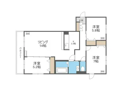レジデンス白石中央IV(3LDK/3階)の間取り写真