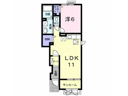 リヴ・タウン I(1LDK/1階)の間取り写真