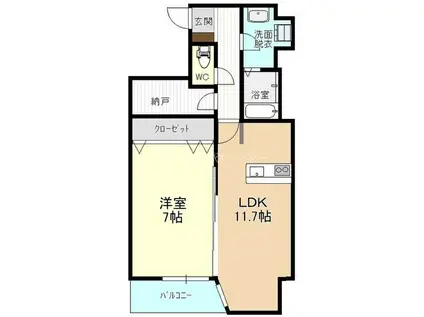 グランパセオ元今泉(1LDK/5階)の間取り写真