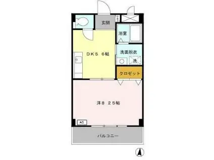 ヴァンクレールI(1DK/4階)の間取り写真